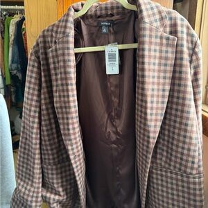 Torrid Brown Plaid Blazer